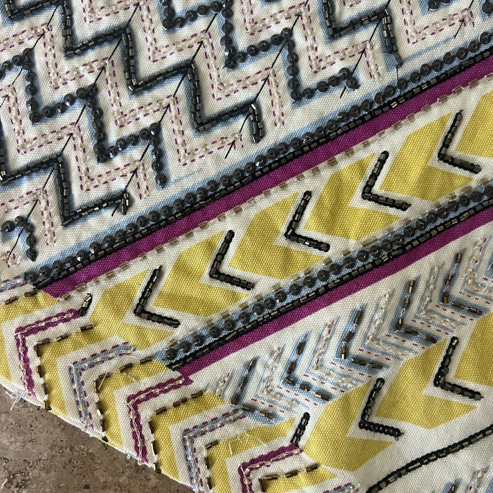 NWT RARE Zara Beaded Aztec Handmade Skirt with Yellow and Purple Accents Size ML - Picture 7 of 12